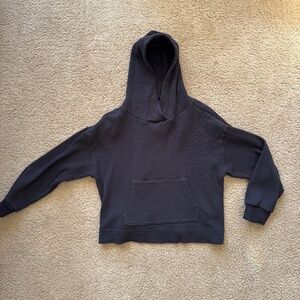Gap Cropped Black Waffle Hoodie